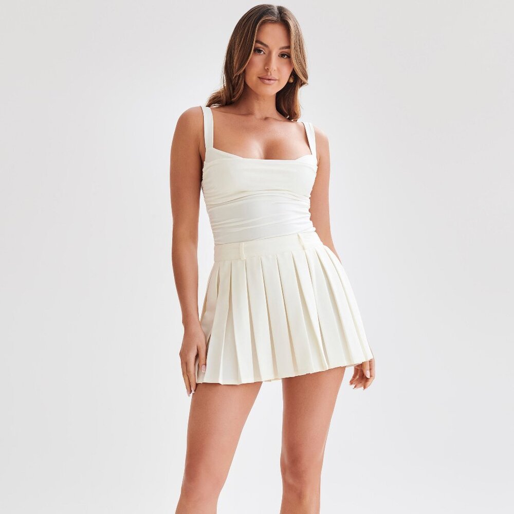 Meshki Hailey Slinky Long Line Sweetheart Top Ivory